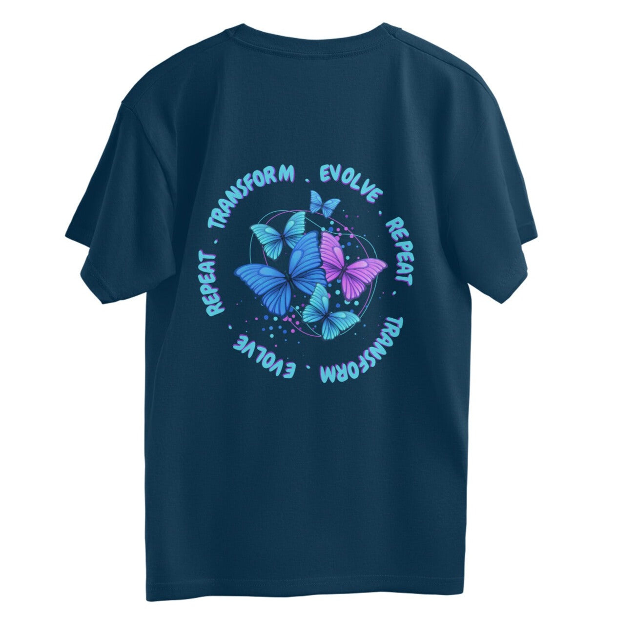 Navy Blue TRANSFORM EVOLVE REPEAT Spiritual Unisex Oversized T-Shirt